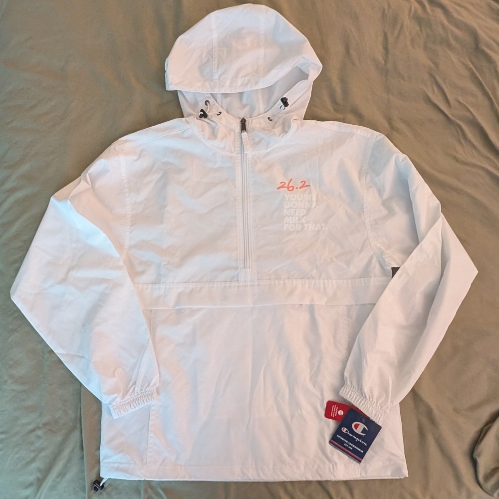 Champion White 26.2 "You're Gonna Need Milk For That." Marathon Jacket (S)